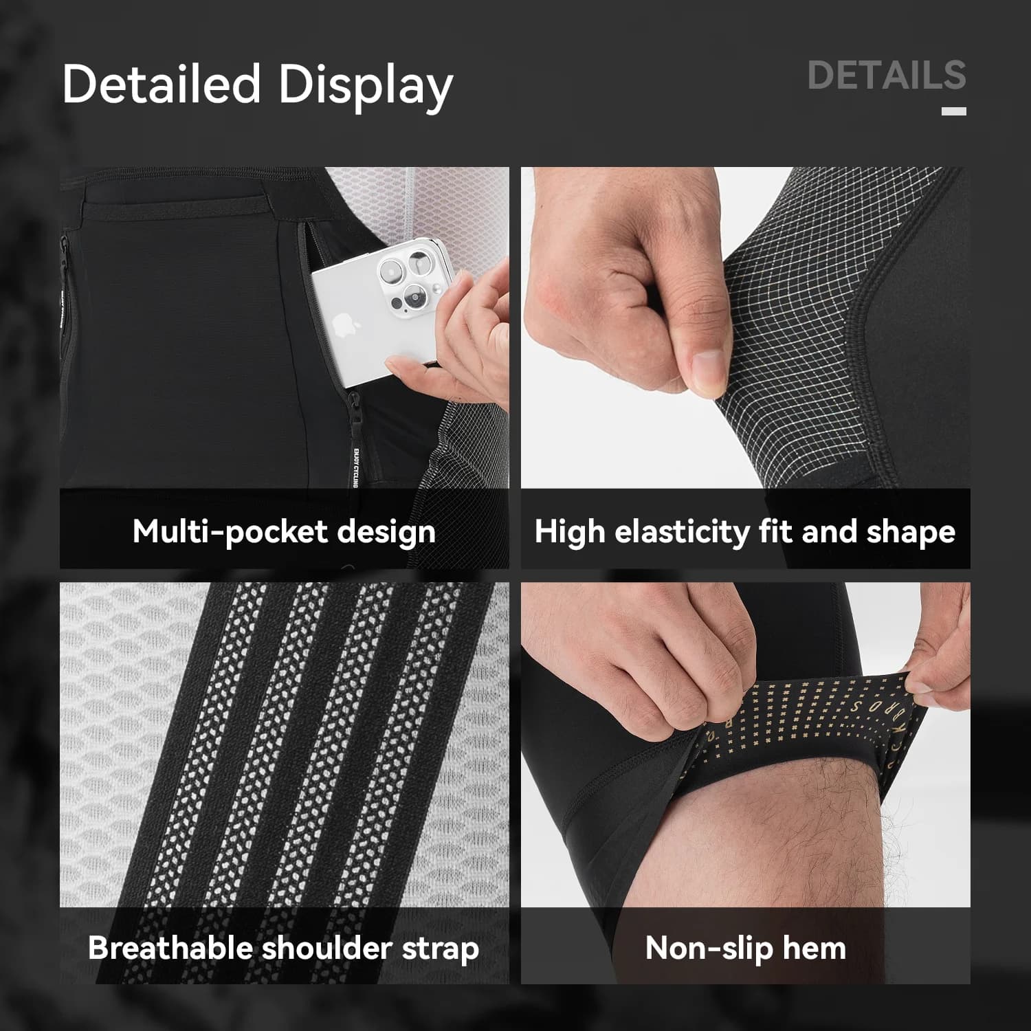Itin elastingos kvėpuojančios dviračių petnešėlės (bib shorts)