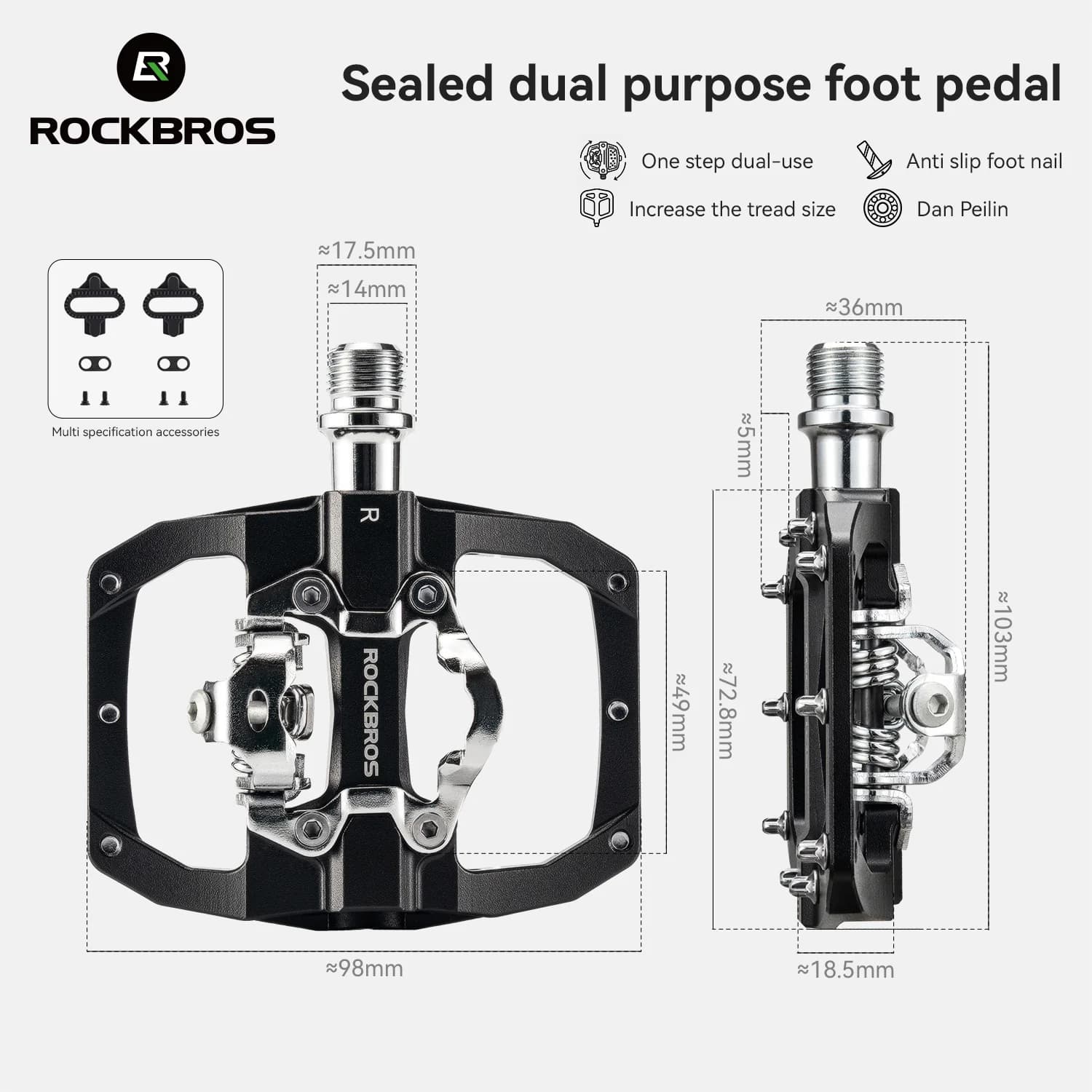 Lengvi aliuminio lydinio dvipusi savaiminio užrakto pedalai